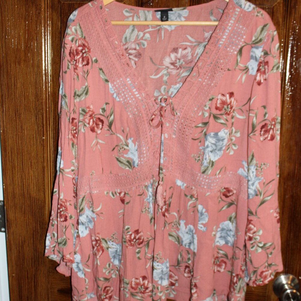Pink Long Sleeve Boho top